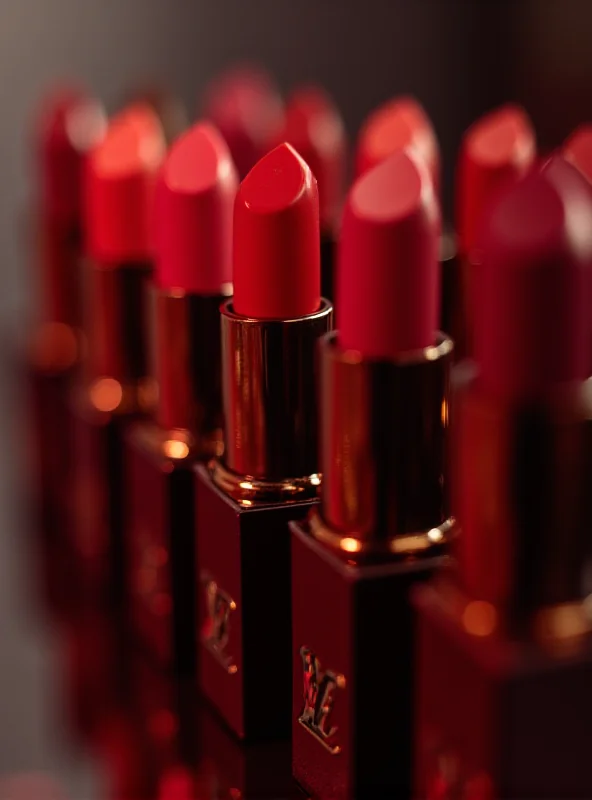 Close-up shot of a range of Louis Vuitton lipsticks in various shades.