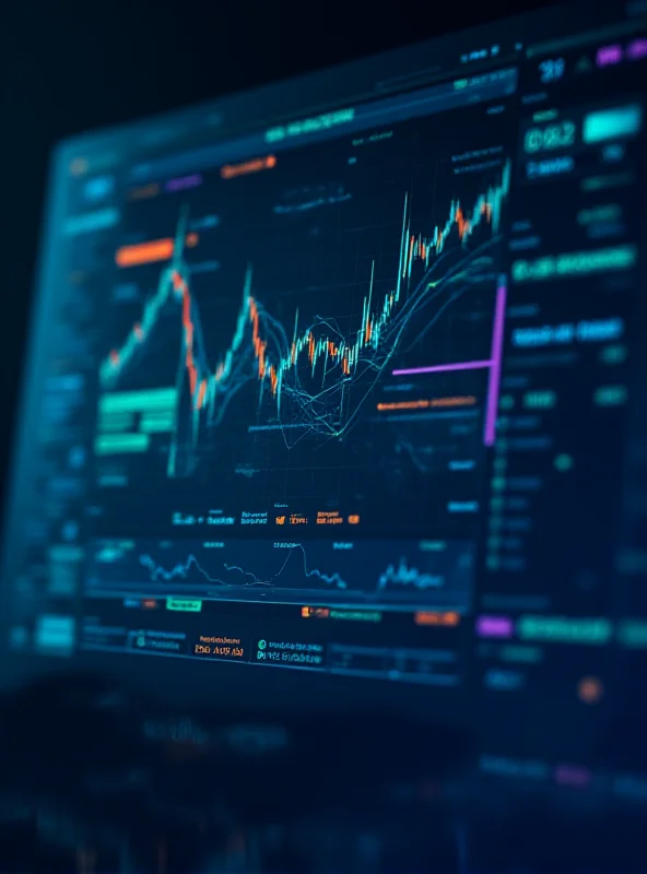 A futuristic image of a trading screen with AI visual elements and data streams.