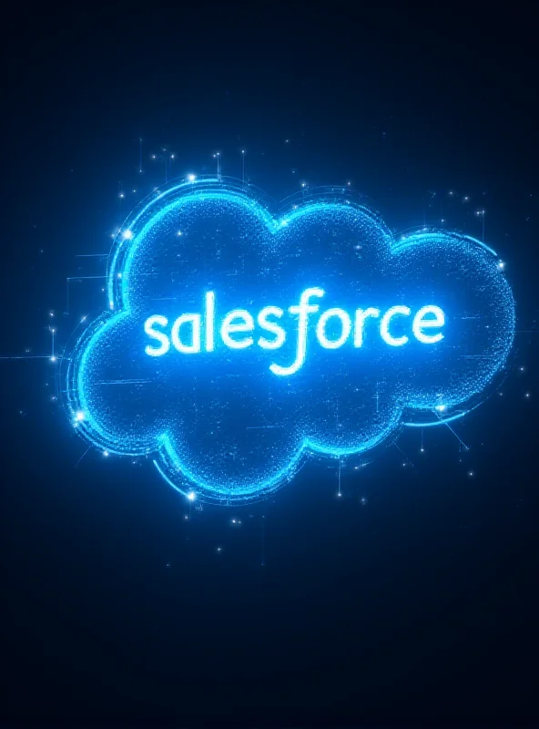 Salesforce logo with futuristic AI enhancements.