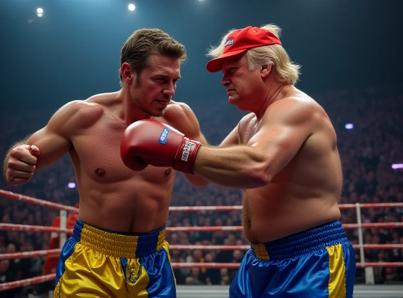 AI generated image of Zelensky knocking out Trump in a boxing ring