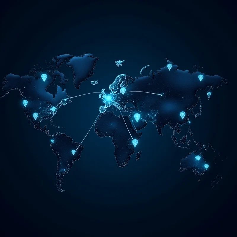A stylized image representing the global fight against AI-generated child pornography, with interconnected nodes and law enforcement symbols.