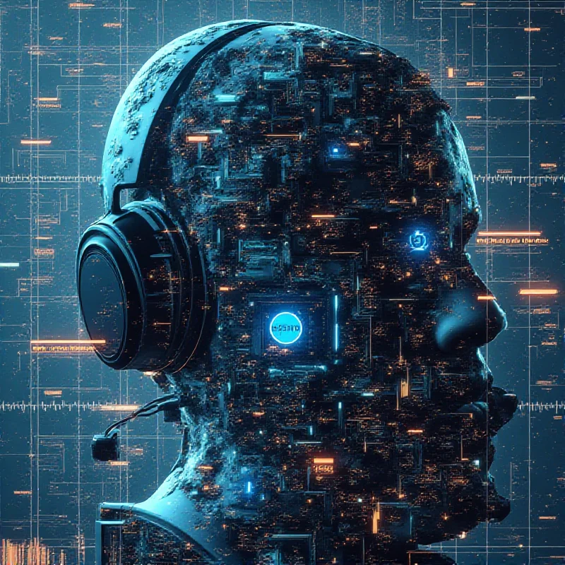 Collage of gaming and trading elements with AI circuitry overlay
