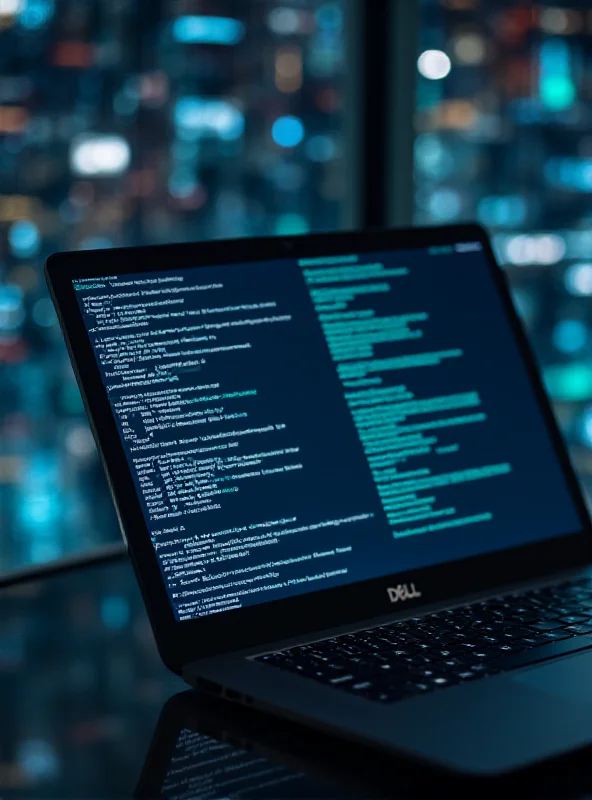 Close up of a Dell laptop with code on the screen, symbolizing AI development