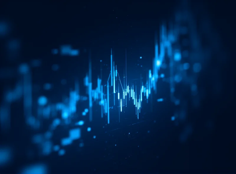 Futuristic image of a stock chart with AI glowing lines highlighting trends.