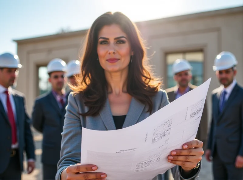 Mehriban Aliyeva inspecting construction plans at Secondary School No. 37 in Ganja.