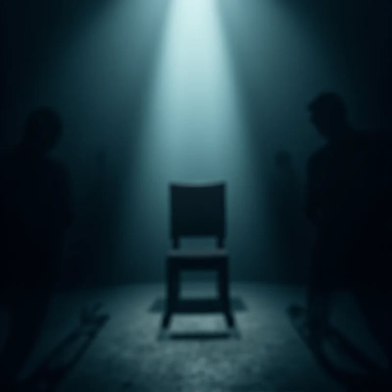 An abstract image representing questioning and investigation with blurred figures in the background.