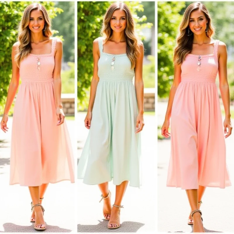 BTFBM Women's Sleeveless Square Neck Smocked Flowy Dress in various colors.
