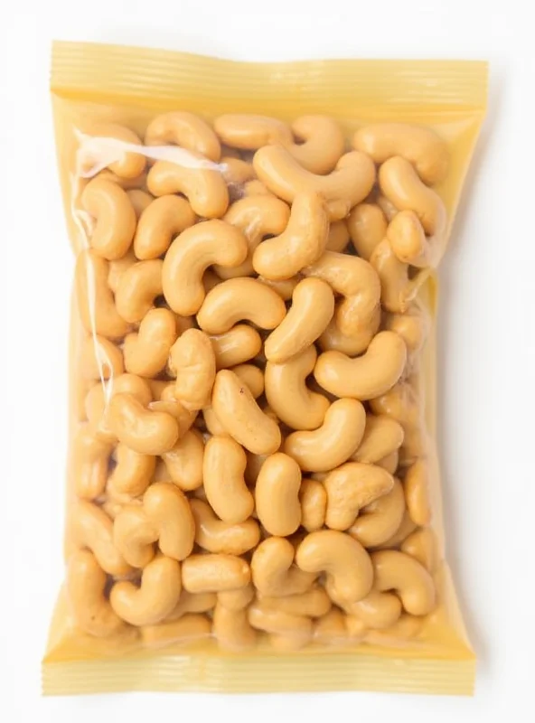 A bag of Squirrel Brand Sweet Brown Butter Cashews with a close-up of the cashews themselves, showing their golden-brown color and buttery coating.
