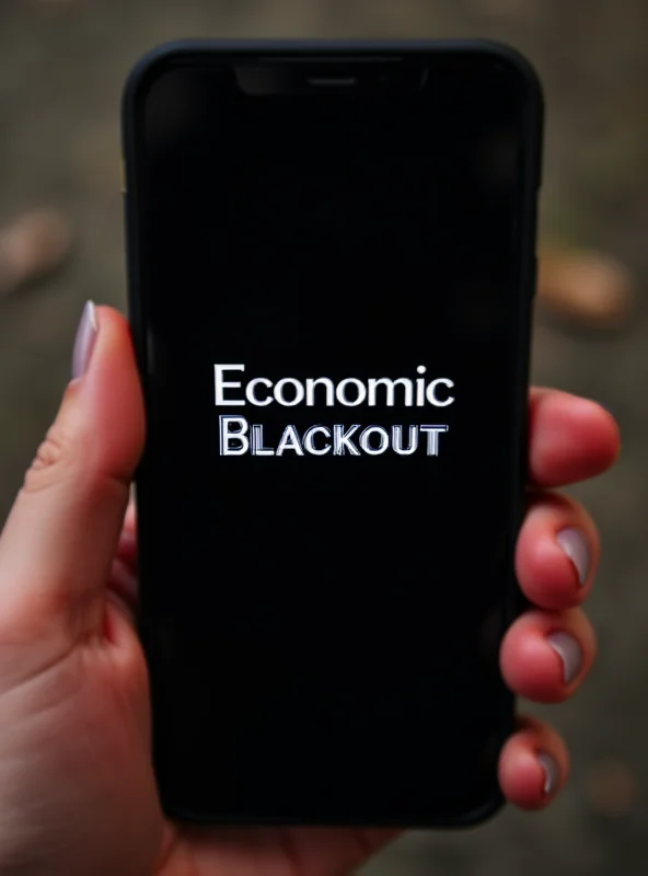 Image of a person scrolling through Instagram on their phone, with a post about the economic blackout visible.