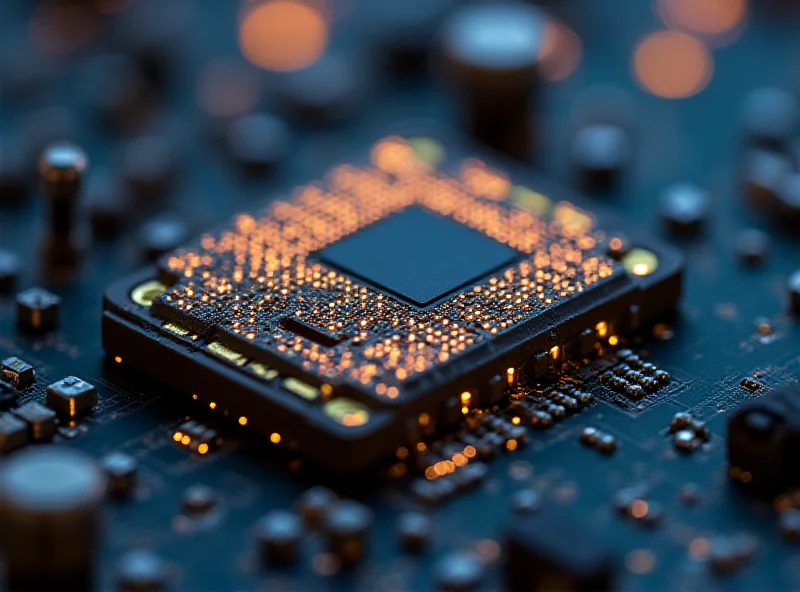 Close-up of the Amazon Ocelot quantum computing chip on a circuit board.