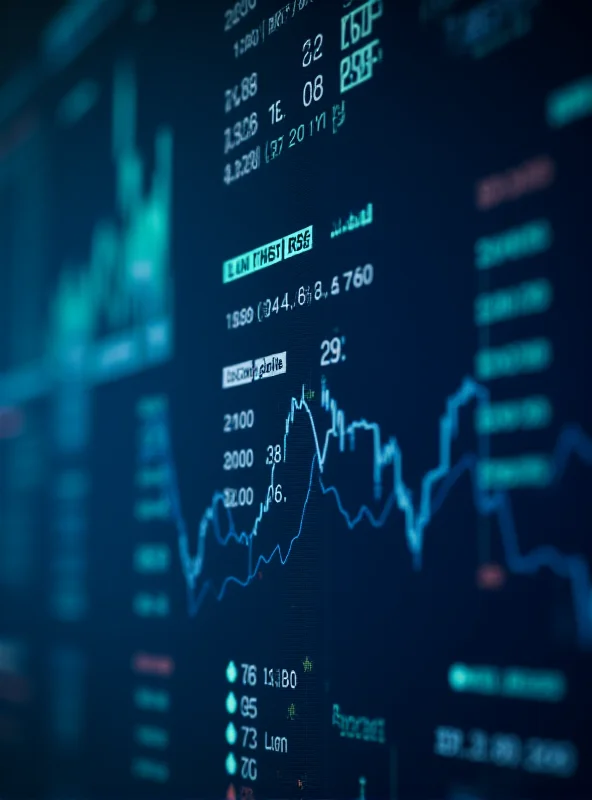 A close-up shot of a computer screen displaying stock market data and graphs.