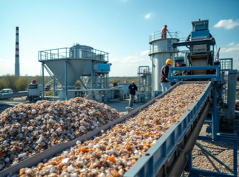 Image of a recycling plant with various waste materials being processed, symbolizing GFL ENVIRON-TS's business.