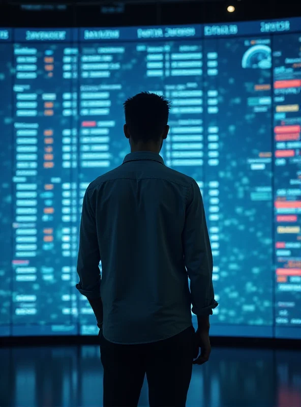 A person looking at a stock ticker on a screen, pondering the market.