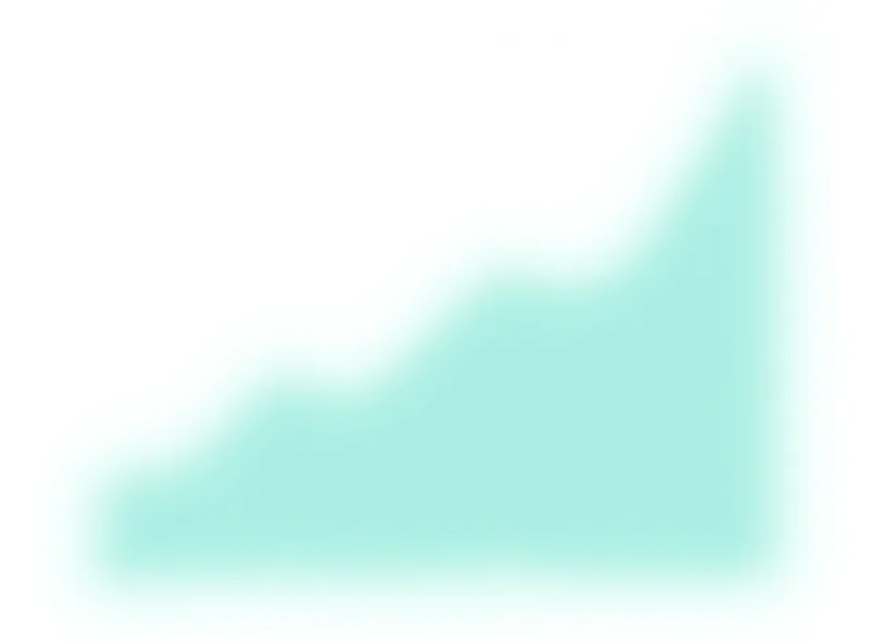 A graph showing stock price fluctuations over time with upward trending arrow.