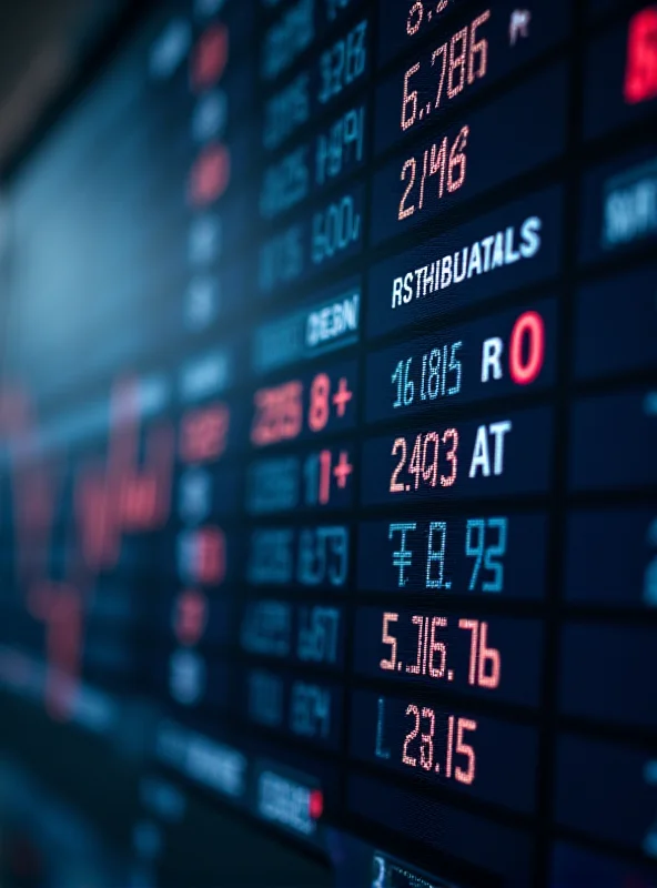 Close up of stock ticker display showing stock prices