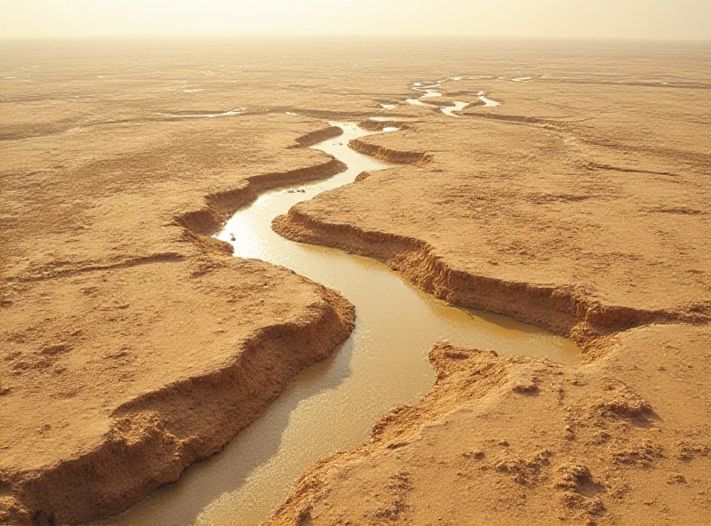 Aerial view of an archaeological dig site in Mesopotamia revealing ancient canals