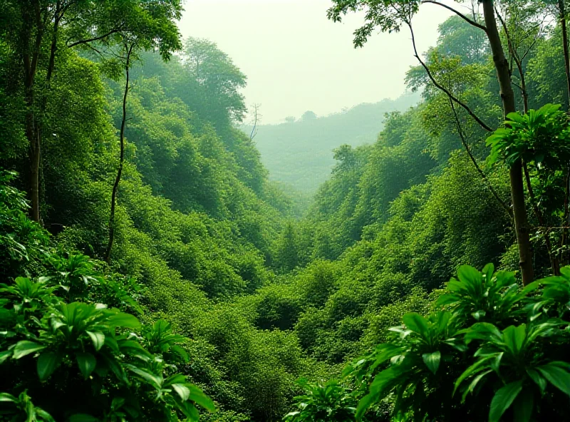 Lush green forest in Africa, representing the biodiversity of the Miombo Forest