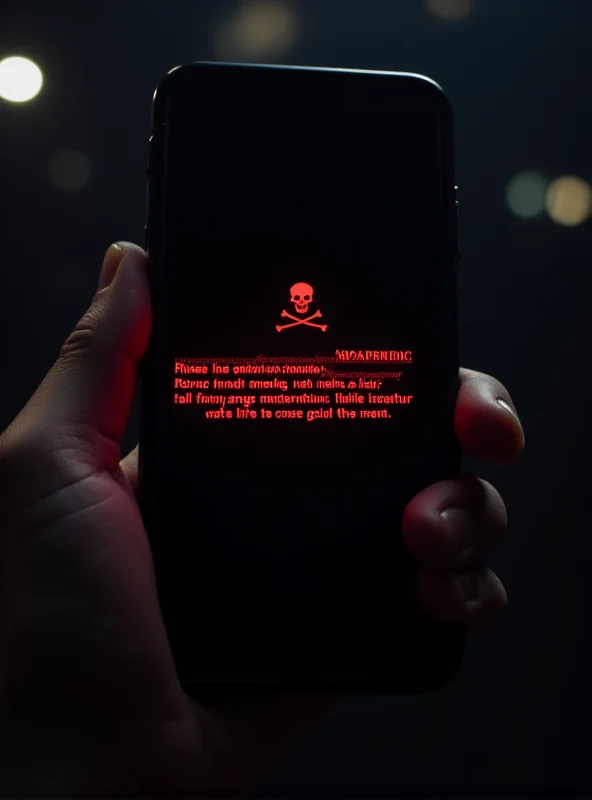 A phone displaying a warning about malware infection