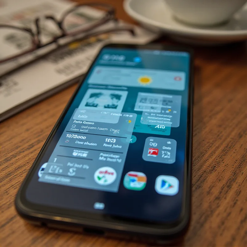 Android phone lock screen with various widgets displayed