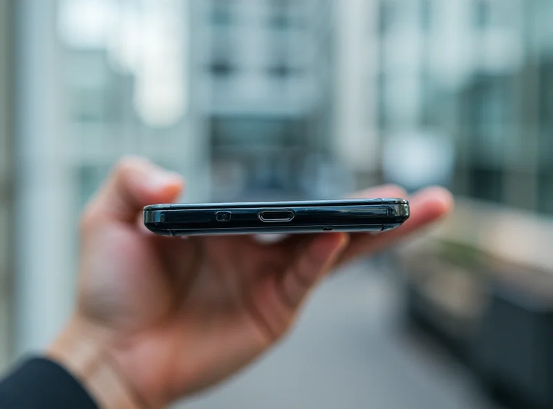 A person holding a Samsung Galaxy Z Flip 6, showcasing its folding capabilities.