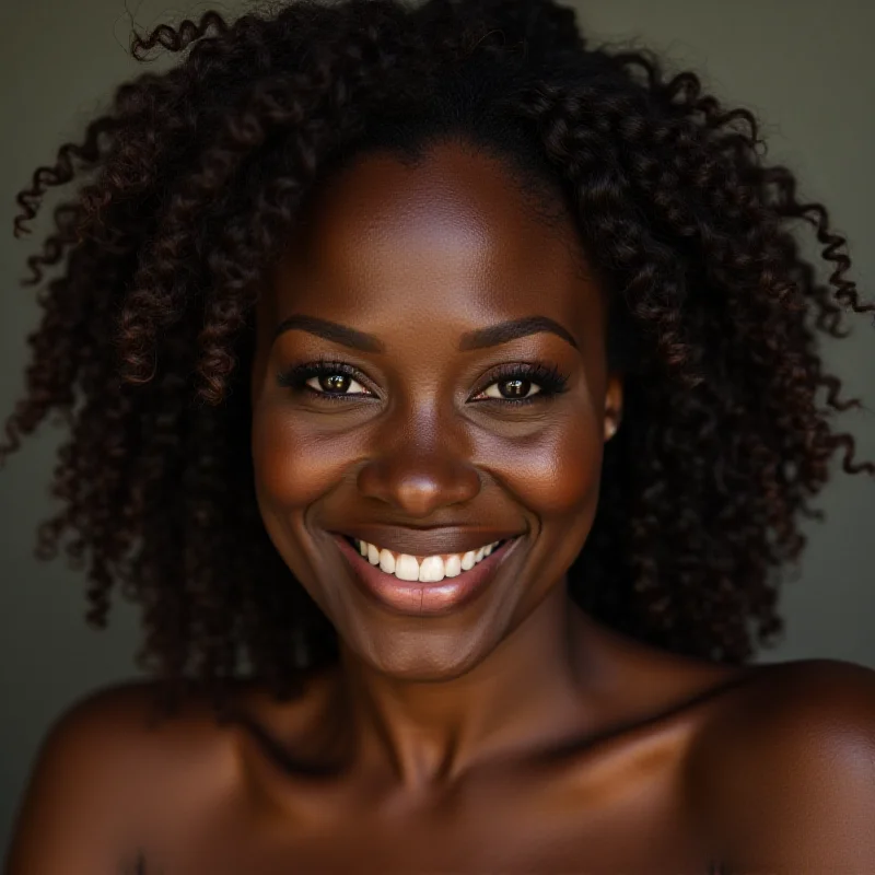 A photo of Angie Stone smiling warmly at the camera.