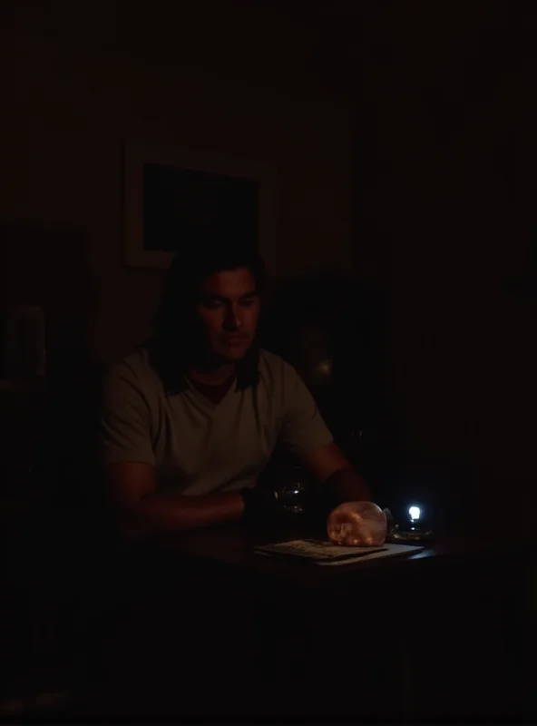 A person using a Bluetti power station to charge an iPhone during a power outage.
