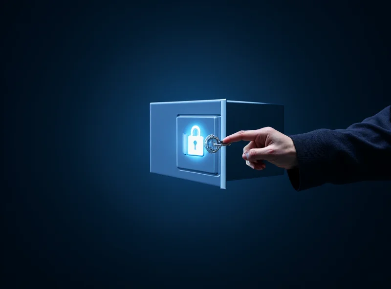 An illustration of a digital safe representing iCloud data being protected from a key representing government access.
