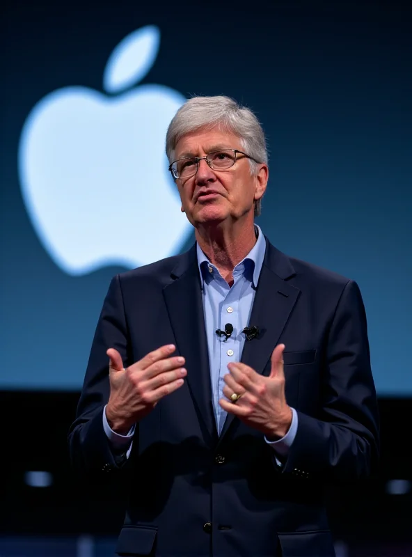 Tim Cook, CEO of Apple, speaking at a conference about privacy and security, gesturing with his hands.