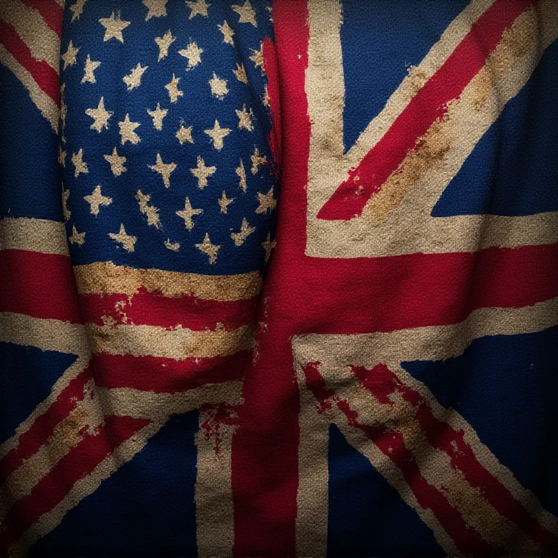 A stylized representation of the UK and US flags intertwined, symbolizing the international implications of the Apple iCloud backdoor debate.