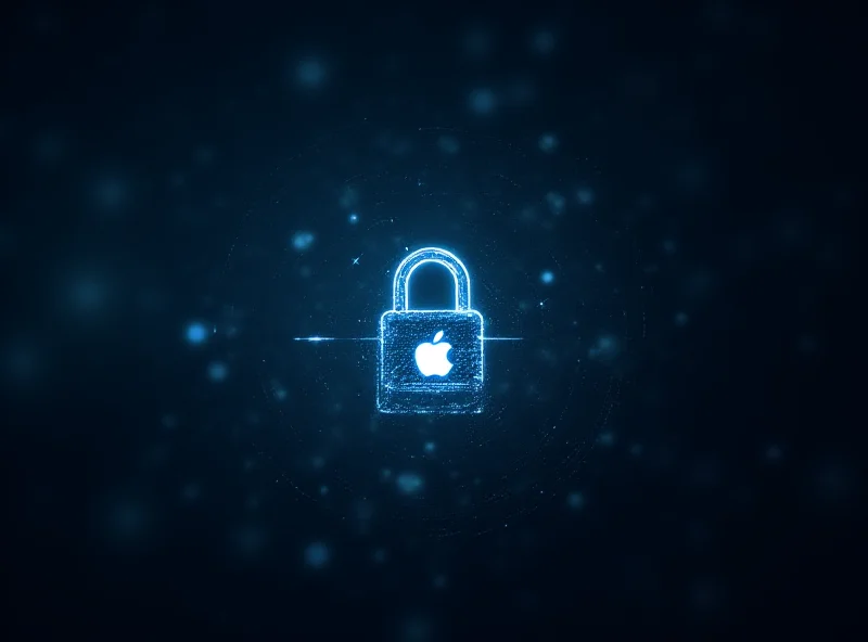 Conceptual image of a digital lock with the Apple logo, representing encryption and data security.