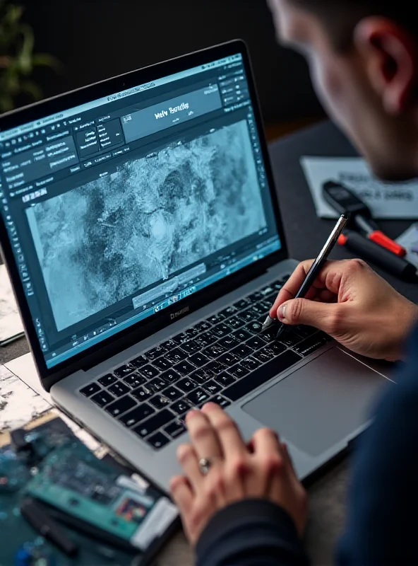 A graphic designer working on a MacBook Pro, showcasing its powerful capabilities.