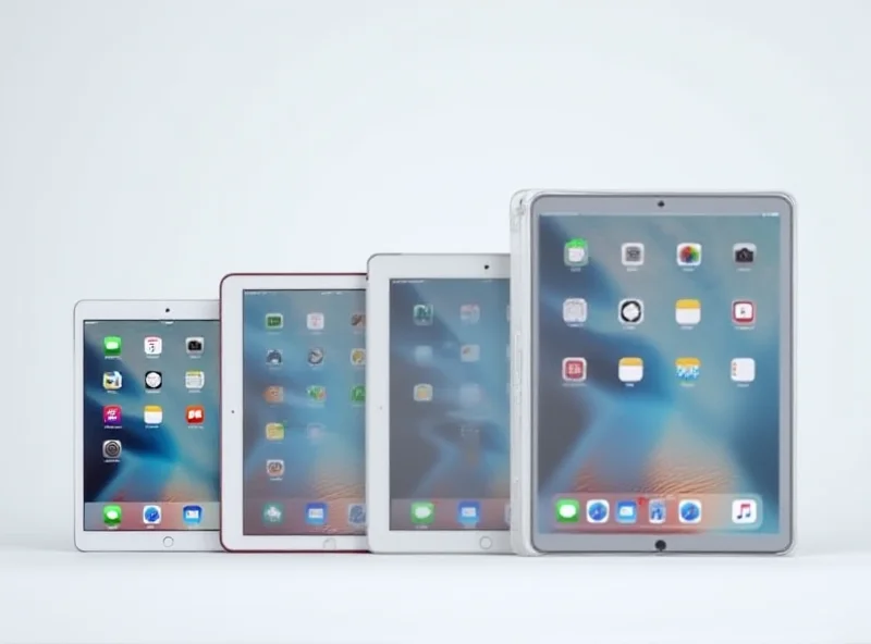 A side-by-side comparison of different iPad models, highlighting their various sizes and features, against a clean, modern background.