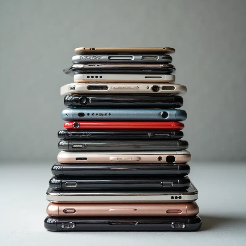 A stack of iPhones showing different models over the years, representing the evolution of pricing and features.