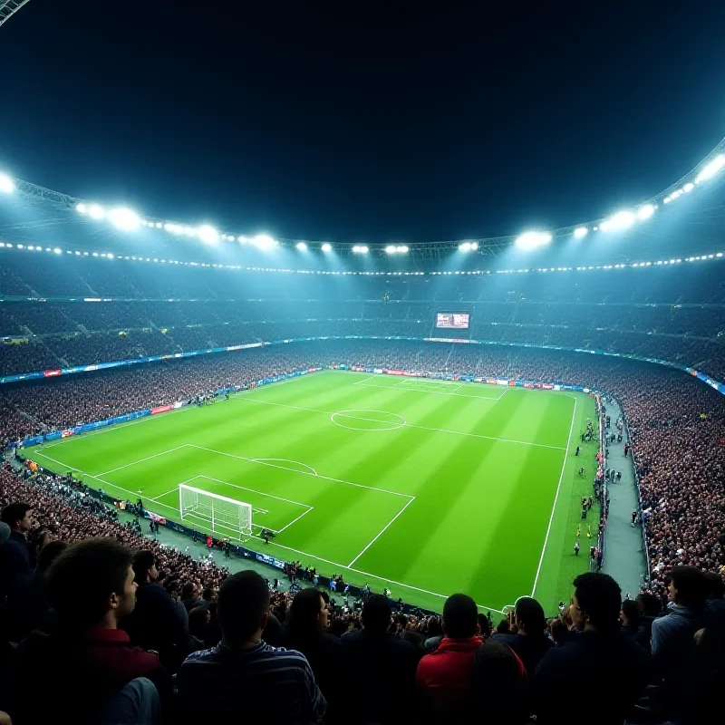 A general view of a football stadium during a Champions League match.