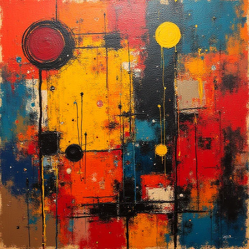 A modern art painting with bold colors and abstract shapes, reminiscent of the art targeted in the Degenerate Art exhibition.