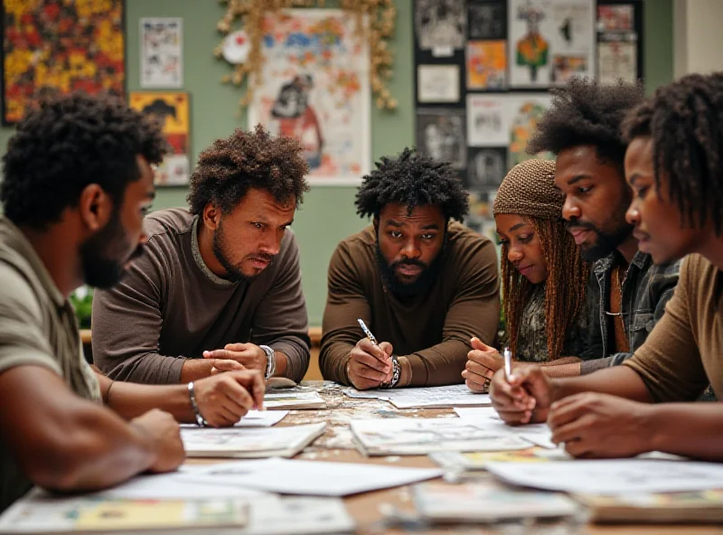 A group of concerned artists discussing funding problems.