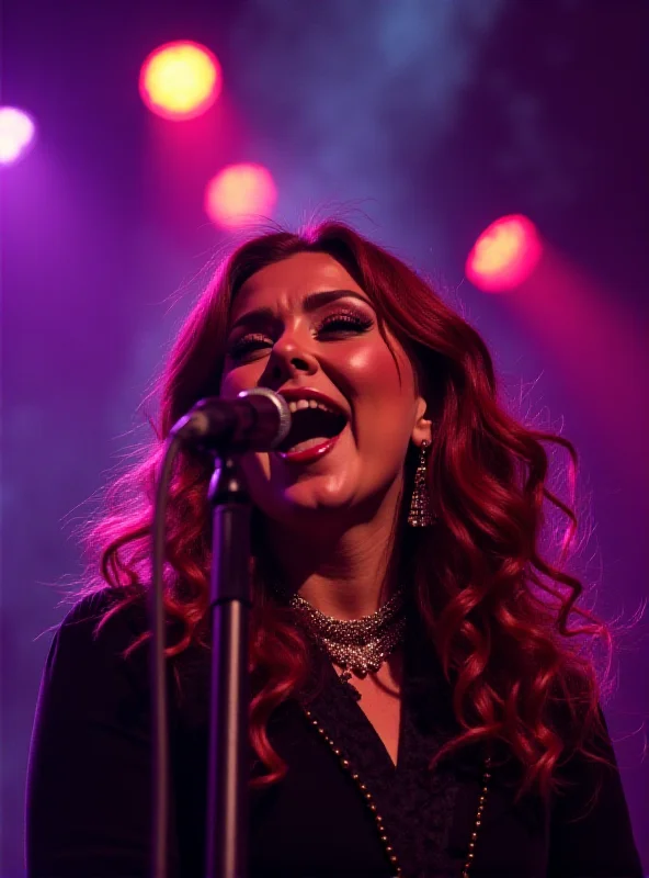 La Mari de Chambao singing on stage with passion.