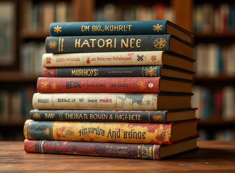 A stack of books with diverse covers, representing a variety of genres and authors.