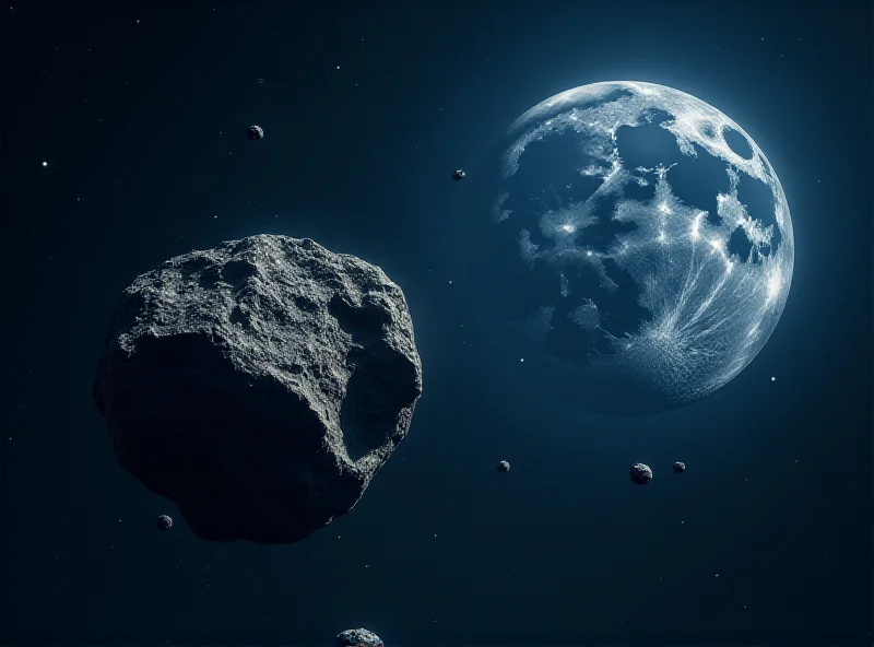 Illustration of an asteroid approaching the moon