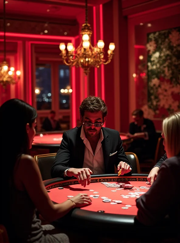 Interior of a modern gaming club in Paris, with stylish decor and people playing various card games.
