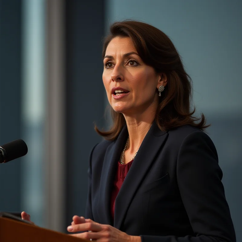 Isabel Diaz Ayuso giving a speech at a podium