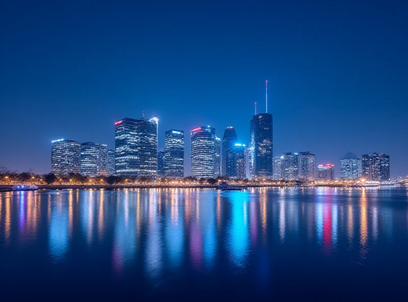 Modern Baku skyline at night