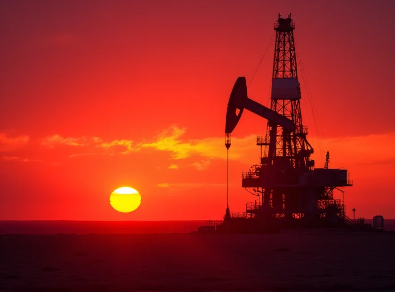 Oil rig silhouetted against a sunset, symbolizing Azerbaijani oil production