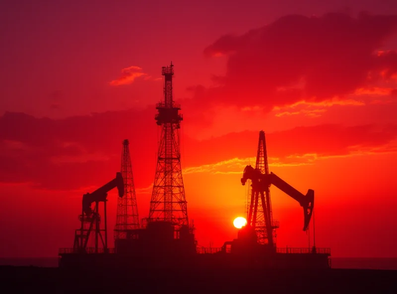 Oil rig at sunset in Azerbaijan