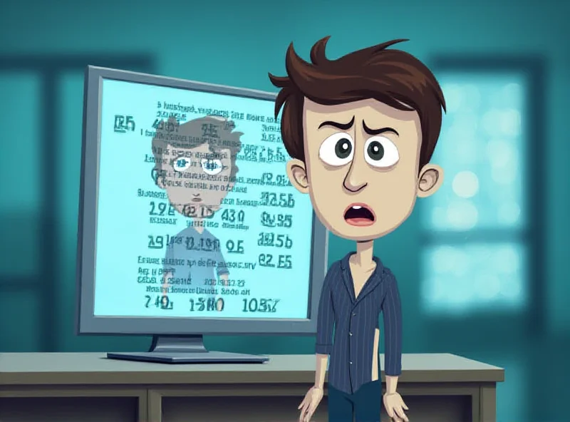 Illustration of a confused person looking at a bank statement with a huge number