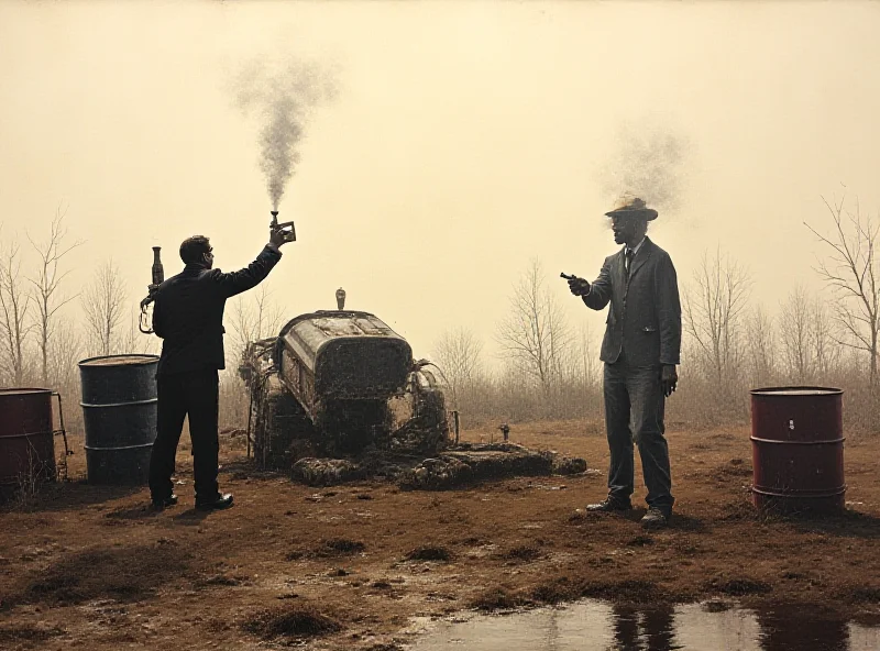 Banksy painting Crude Oil (Vettriano) featuring a reimagined The Singing Butler with oil drums and environmental degradation.