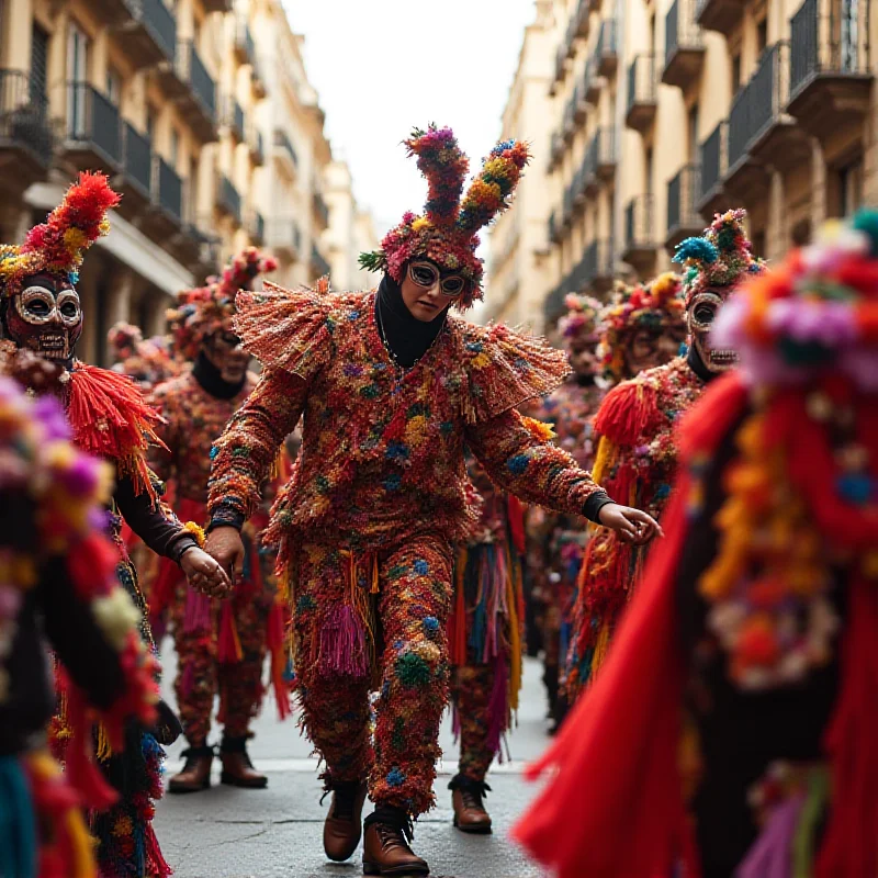 Colorful carnival parade in Barcelona