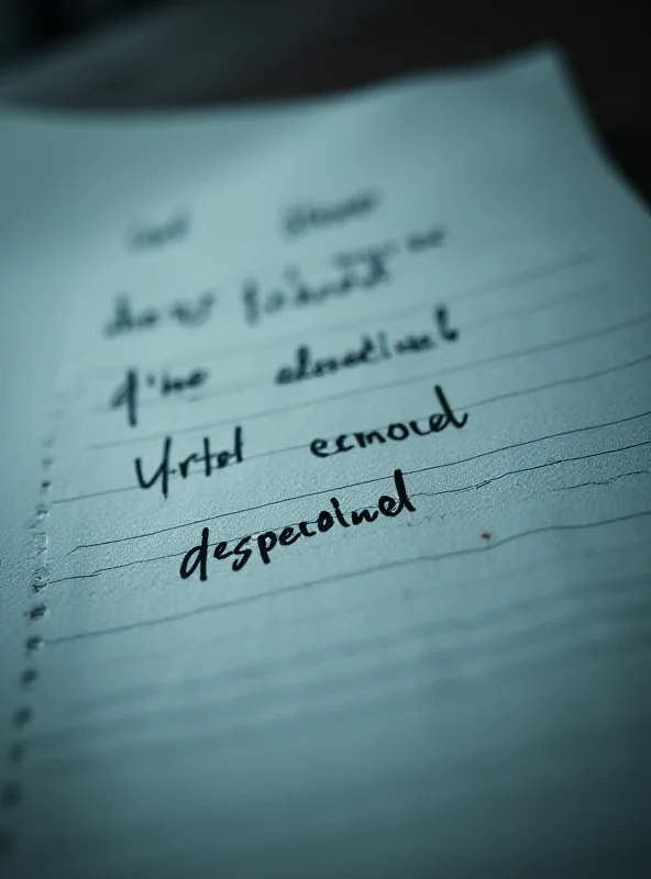 A close-up image of a handwritten note expressing feelings of sadness and despair.