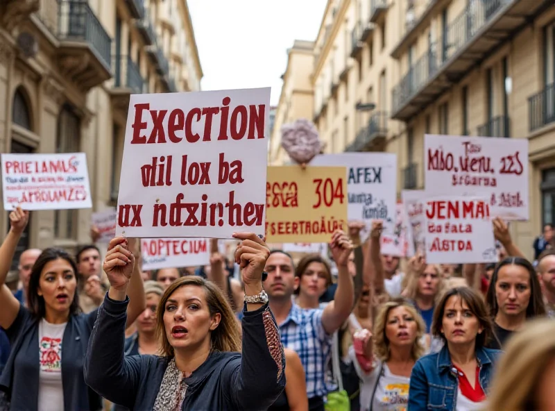 A group of people holding signs and banners protesting against rising rental prices and evictions in Barcelona.