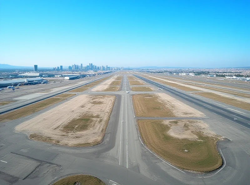 Aerial view of El Prat Airport in Barcelona with planes taking off and landing.
